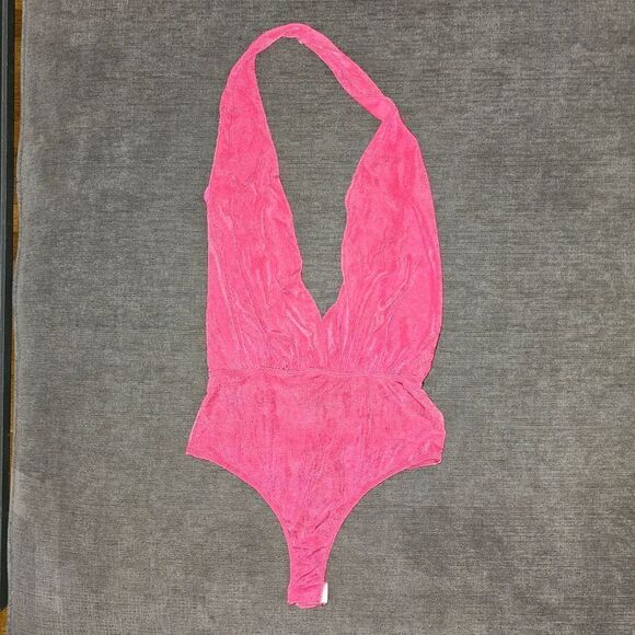 Saints 21 hot pink plunging v-neck backless bodysuit size small - Picture 8 of 9